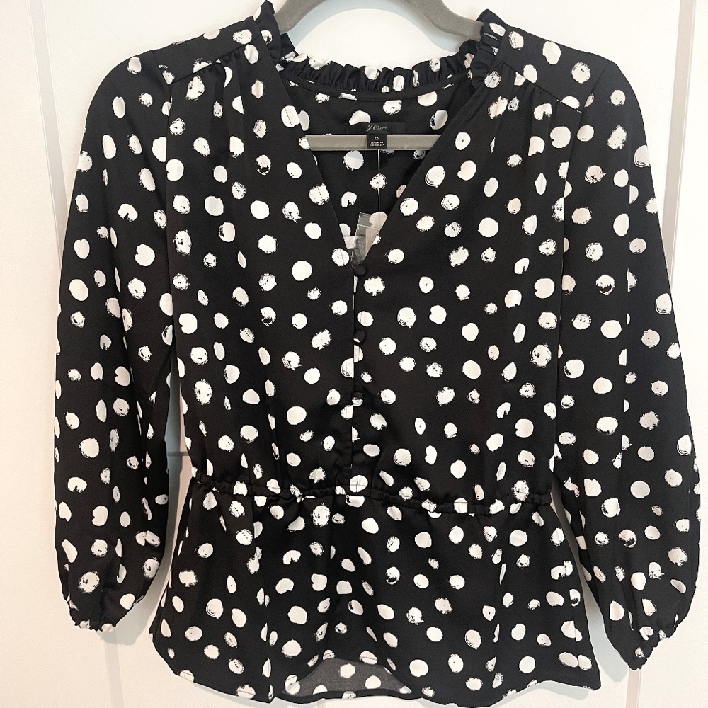 J. CREW Navy Print Top Size: 0